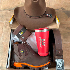 Bota Caterpillar + Palmilha Ortopédica + 4 Brindes: Copo, Carteira, Cinto e Chapéu. (Últimos dias de promoção)